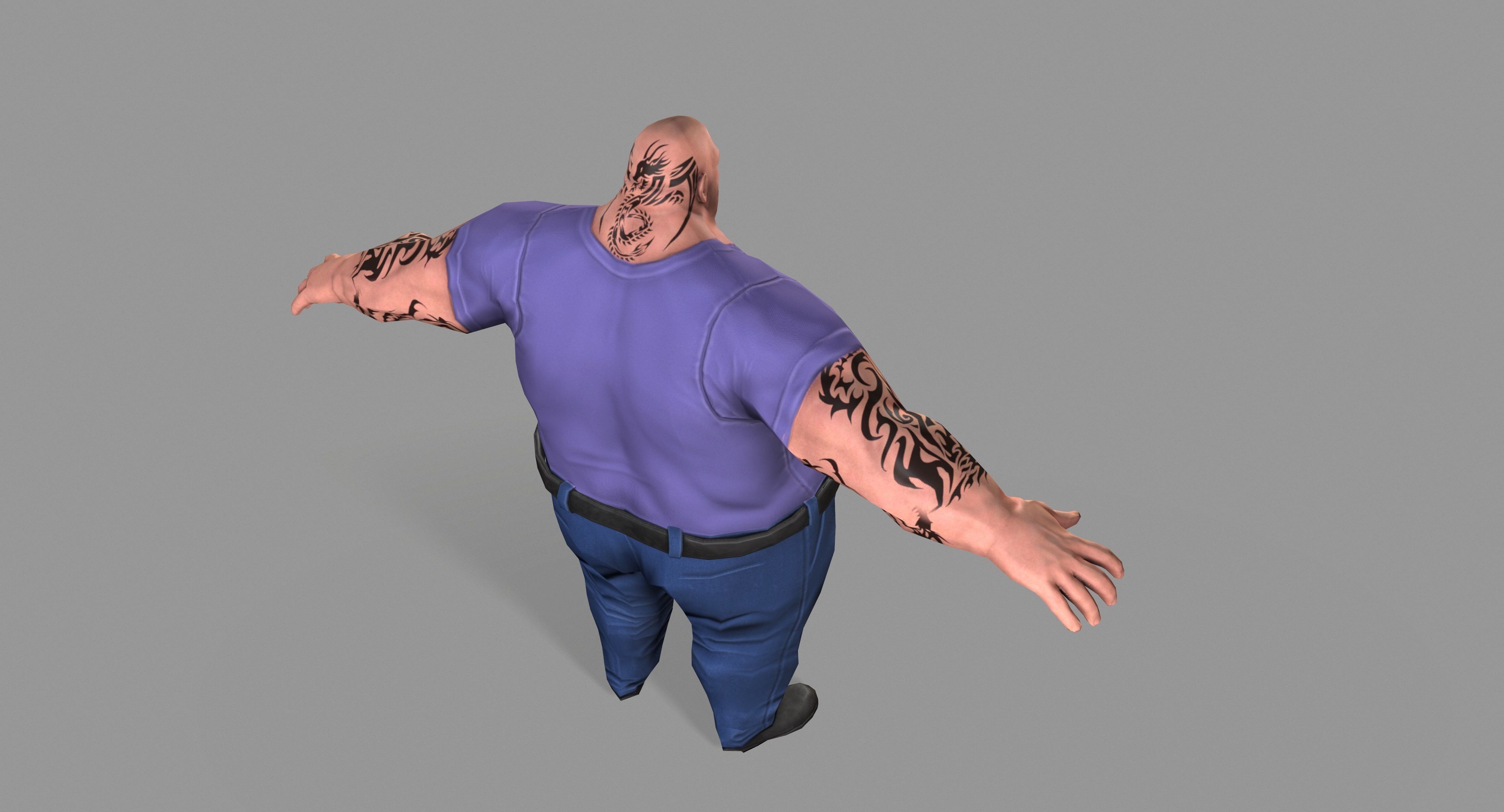 Fat Gangster Low-poly 3D model_12