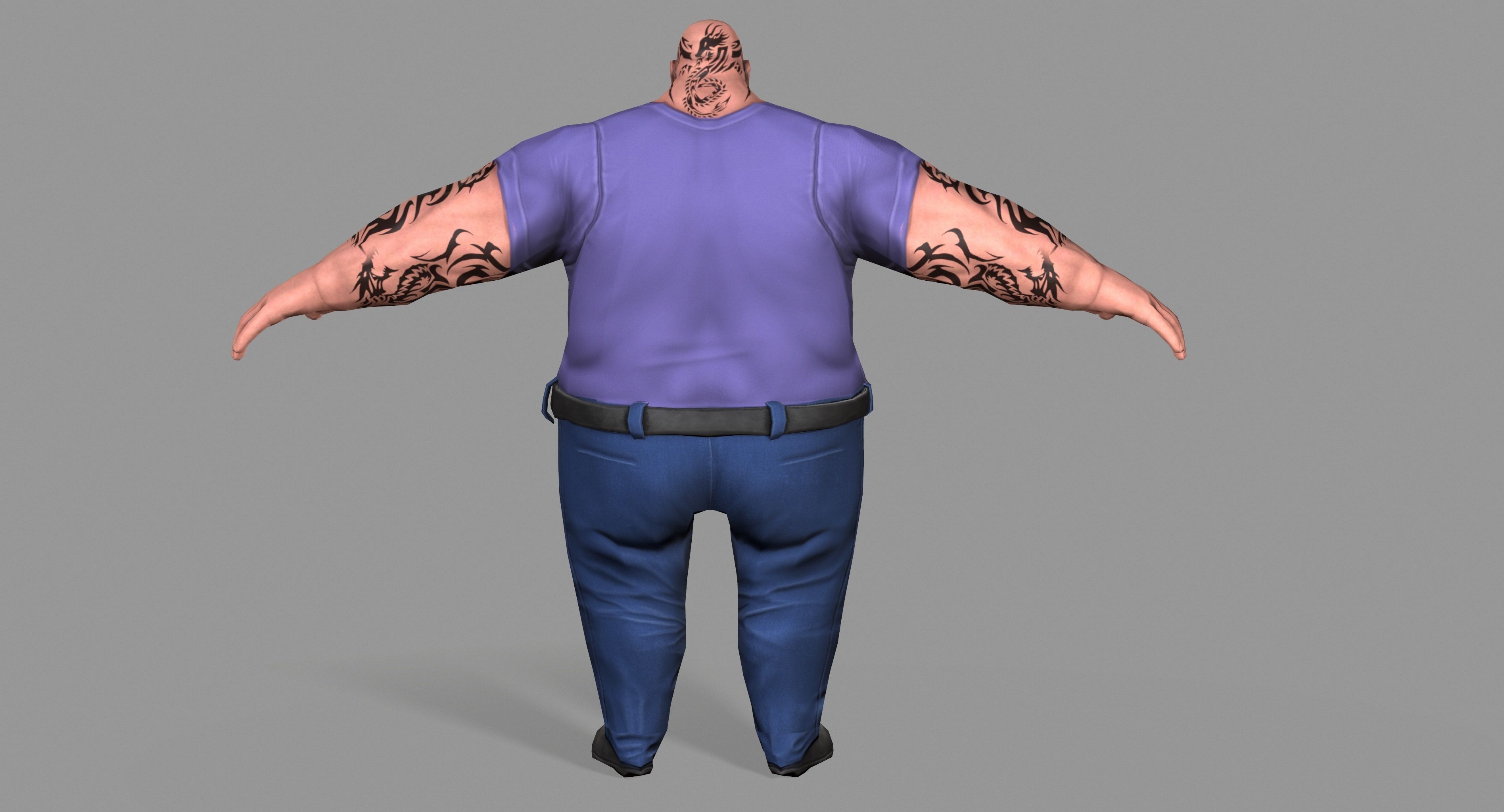 Fat Gangster Low-poly 3D model_5