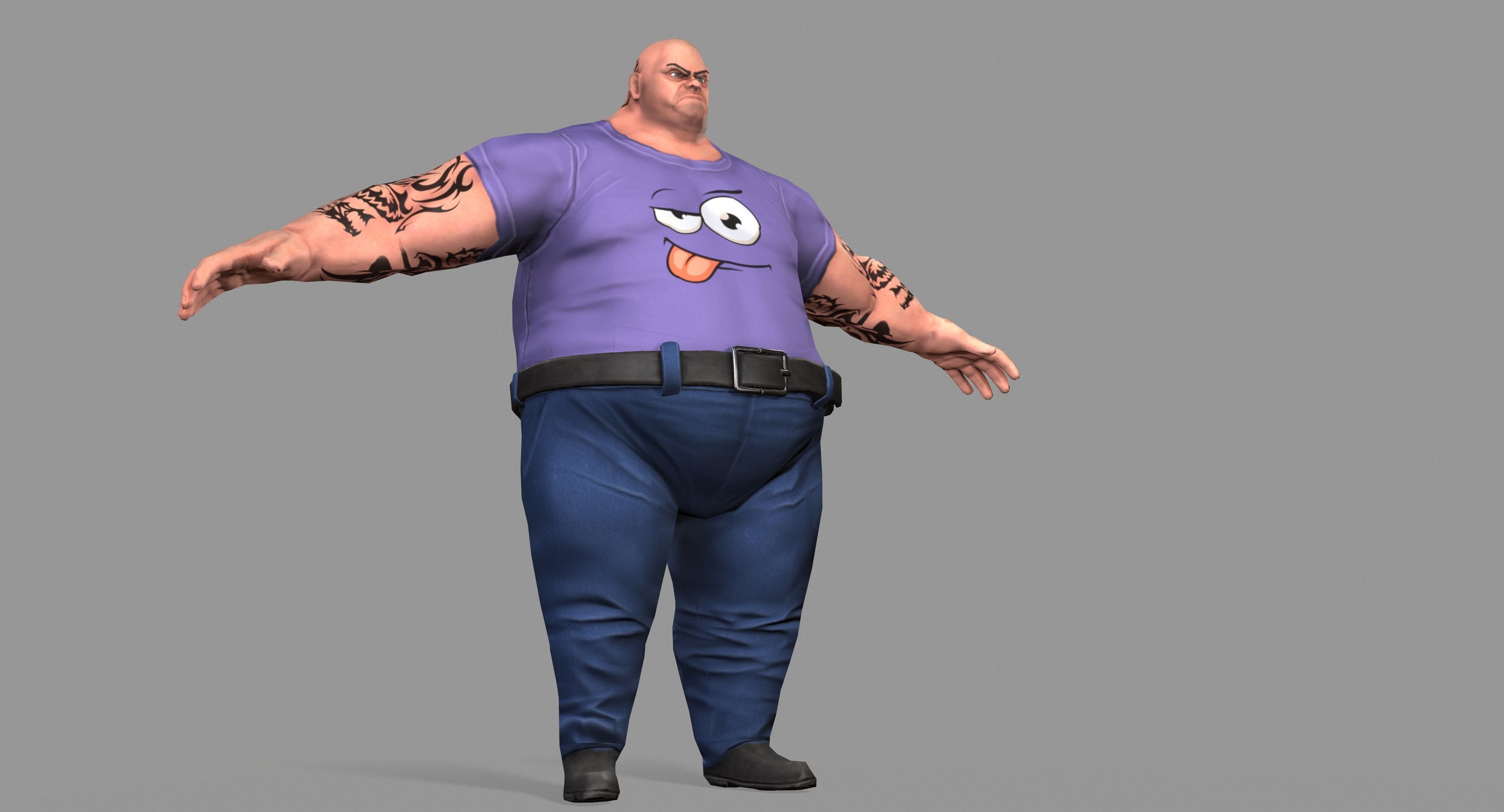 Fat Gangster Low-poly 3D model_19