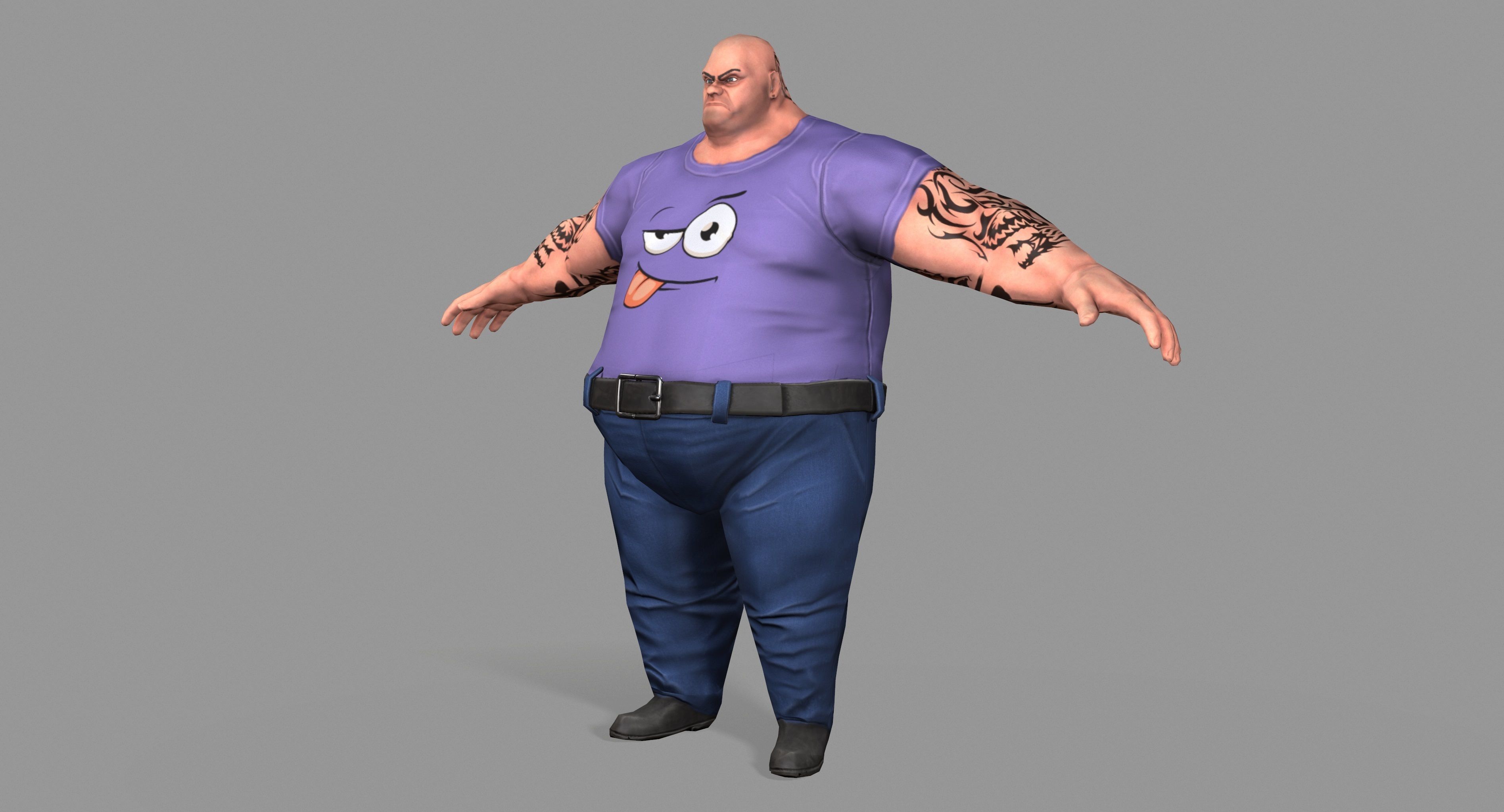 Fat Gangster Low-poly 3D model_8