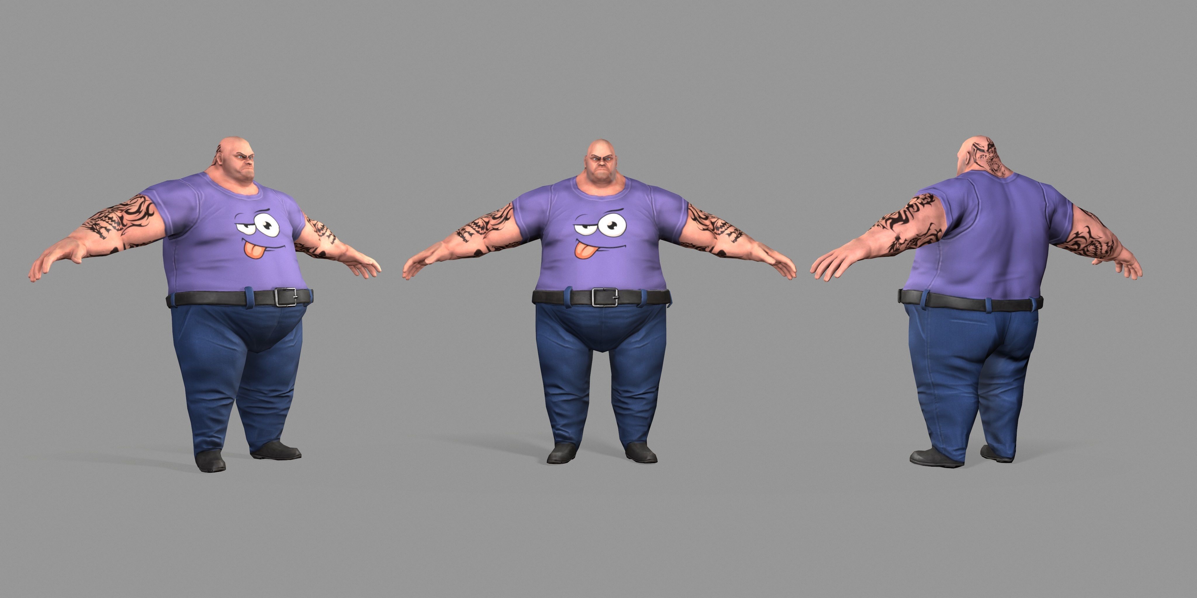 Fat Gangster Low-poly 3D model_26