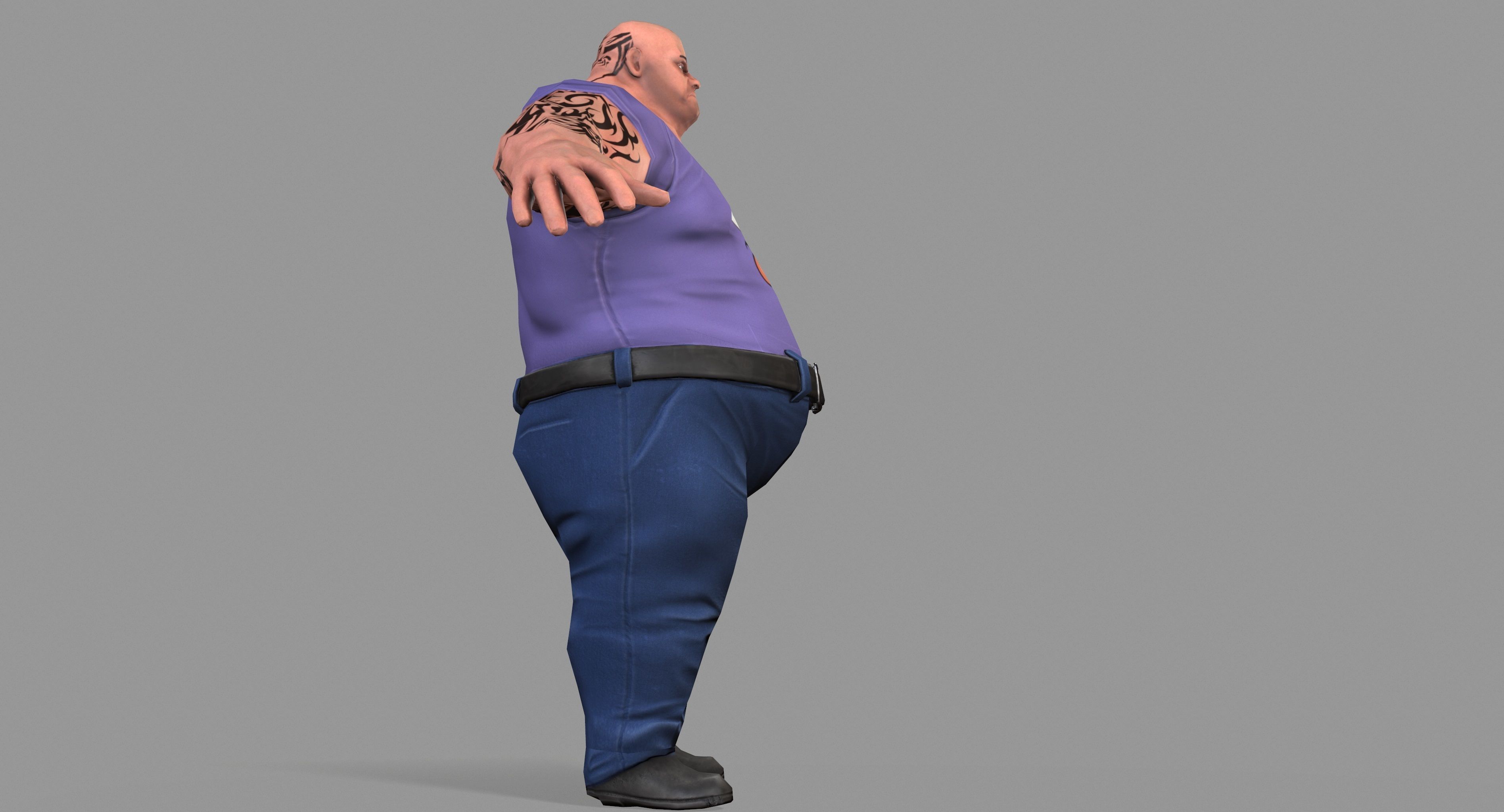 Fat Gangster Low-poly 3D model_20