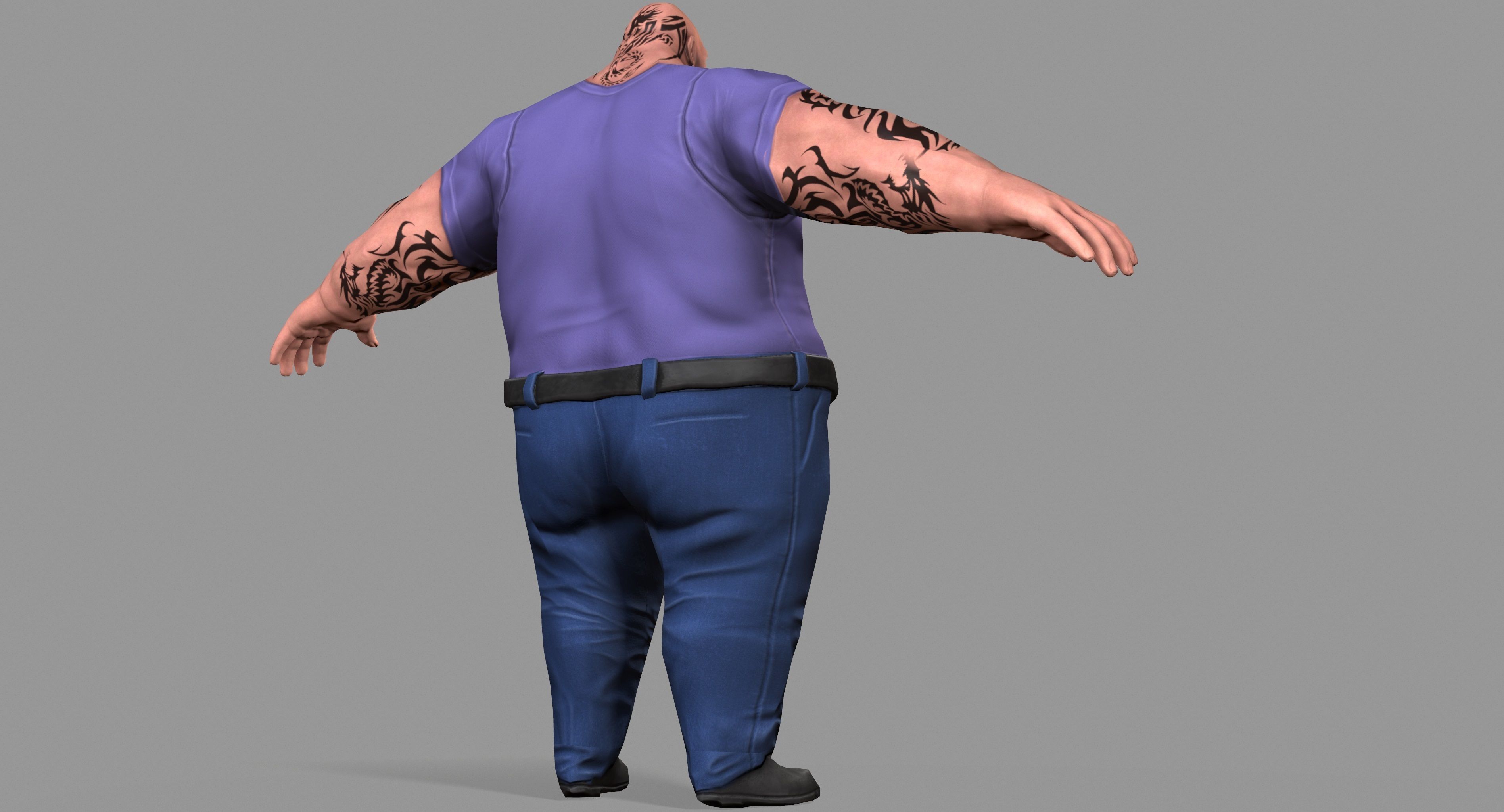 Fat Gangster Low-poly 3D model_21