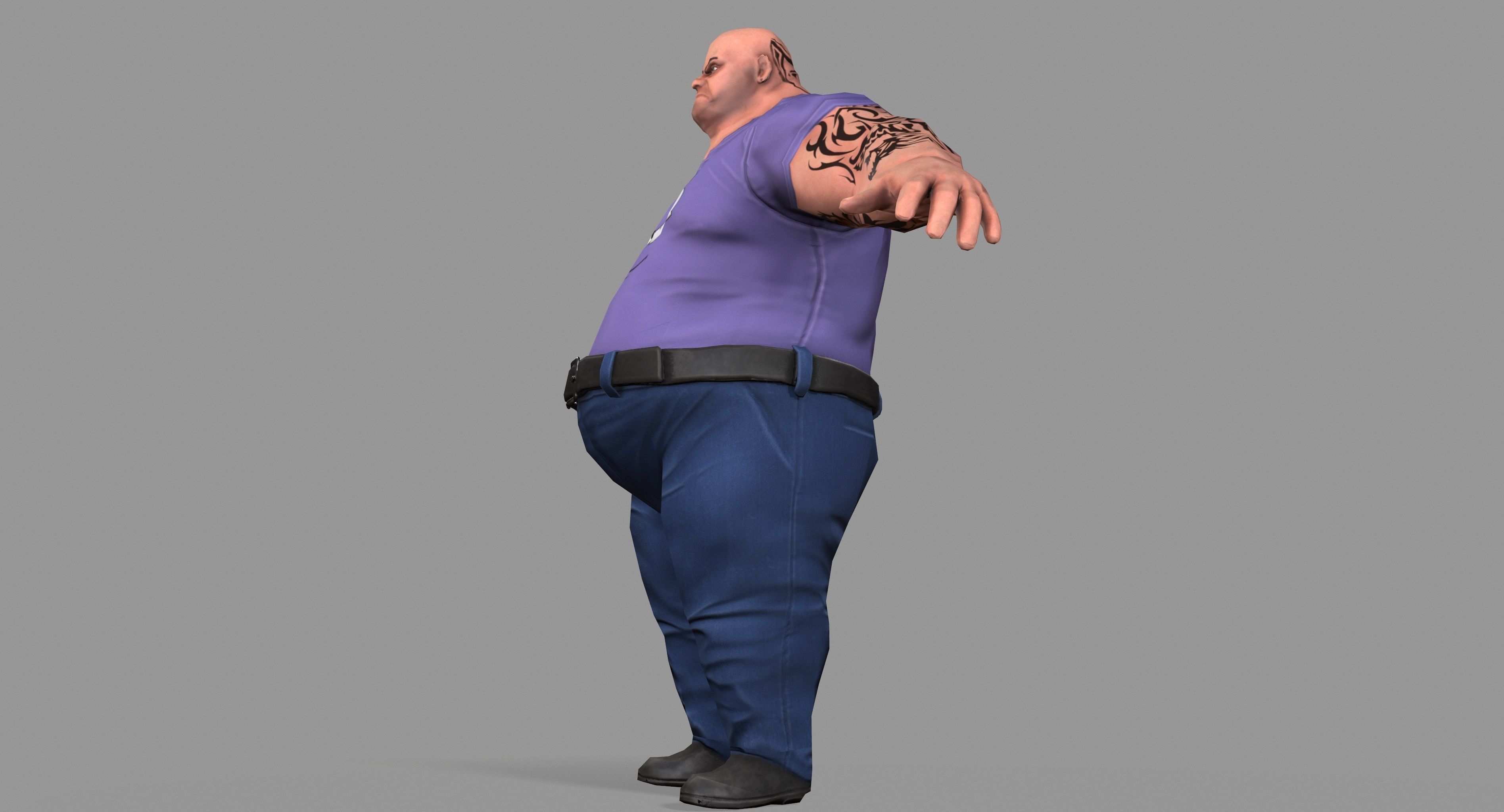 Fat Gangster Low-poly 3D model_25