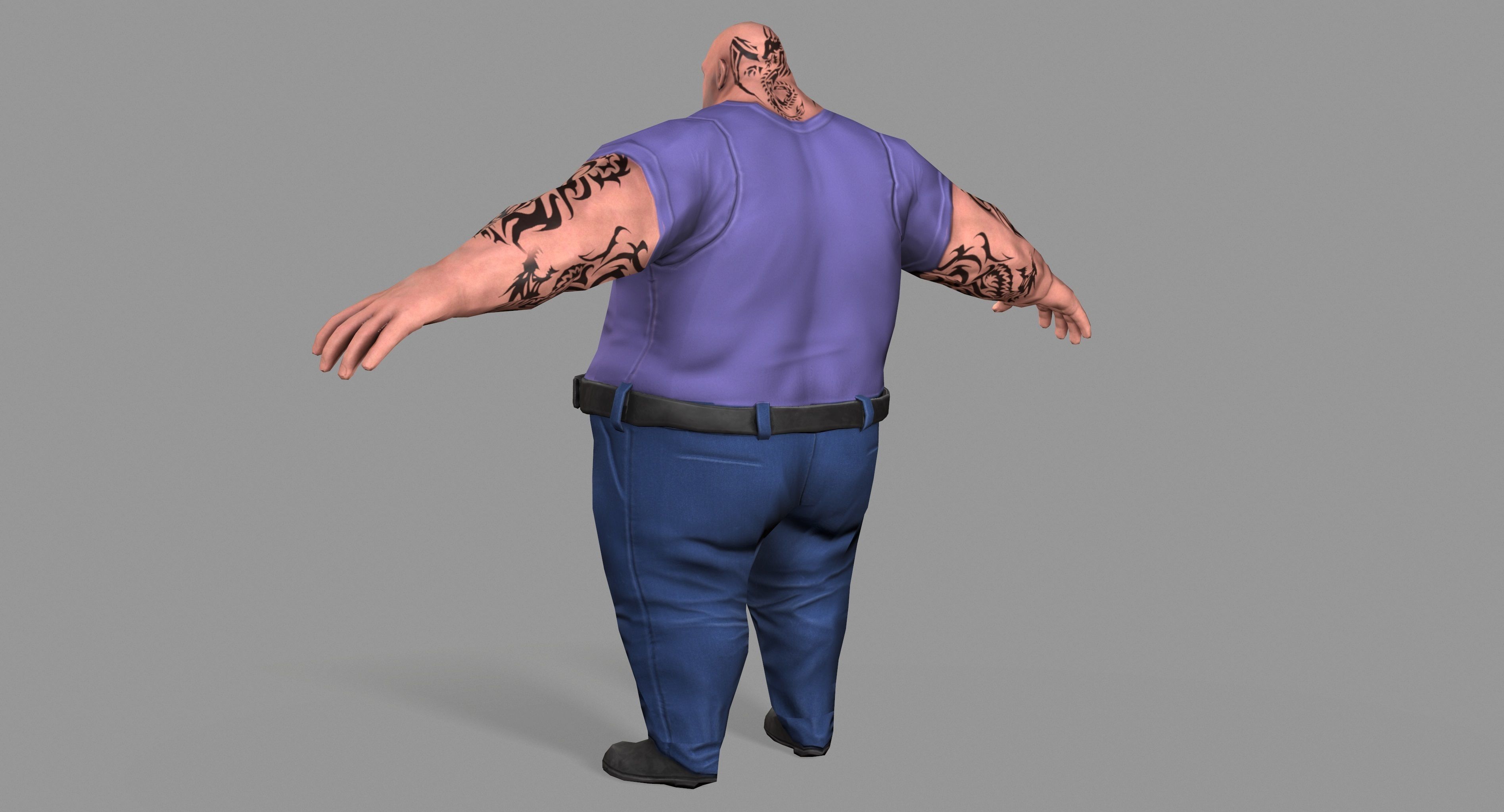 Fat Gangster Low-poly 3D model_6