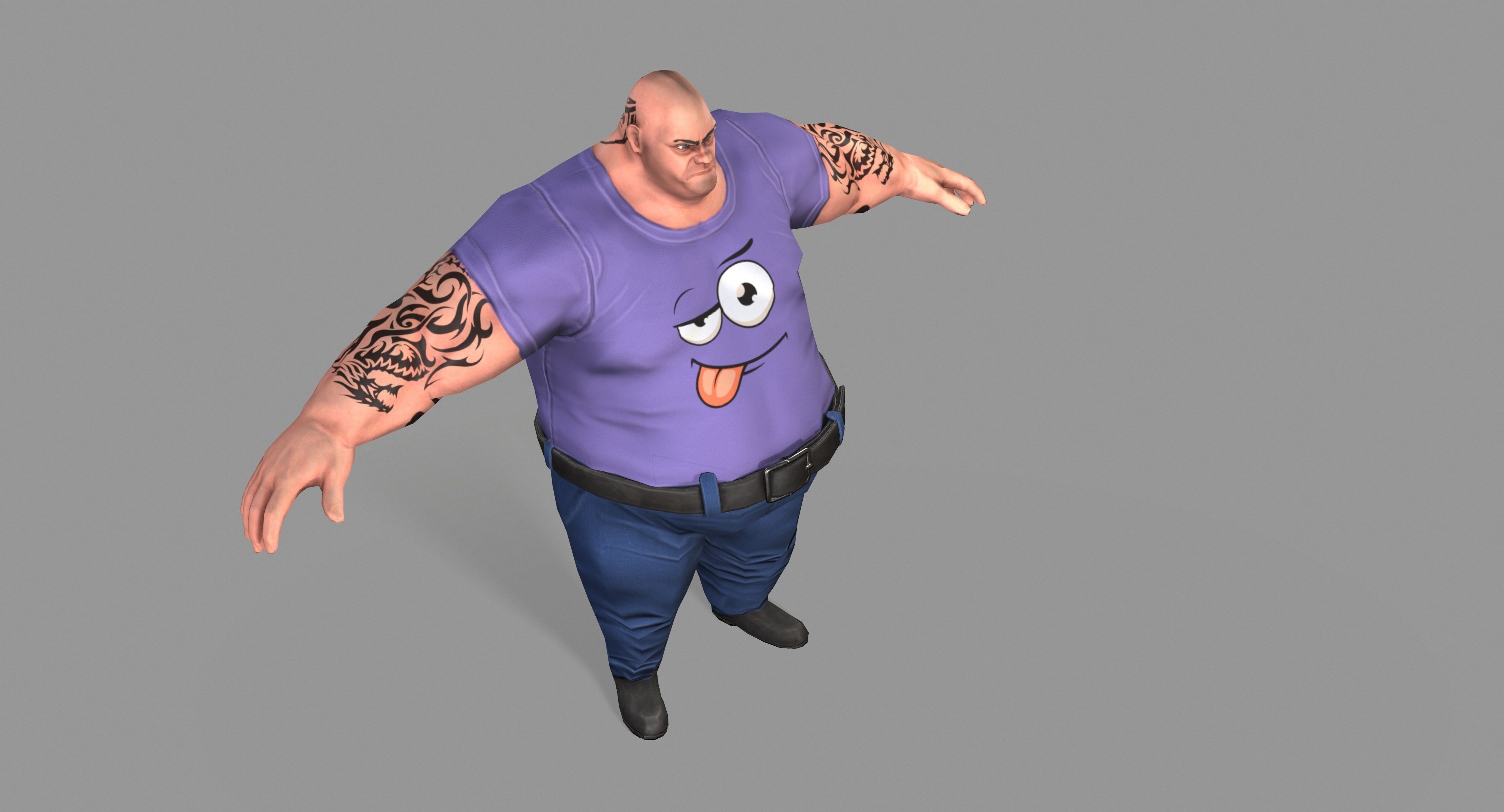 Fat Gangster Low-poly 3D model_10