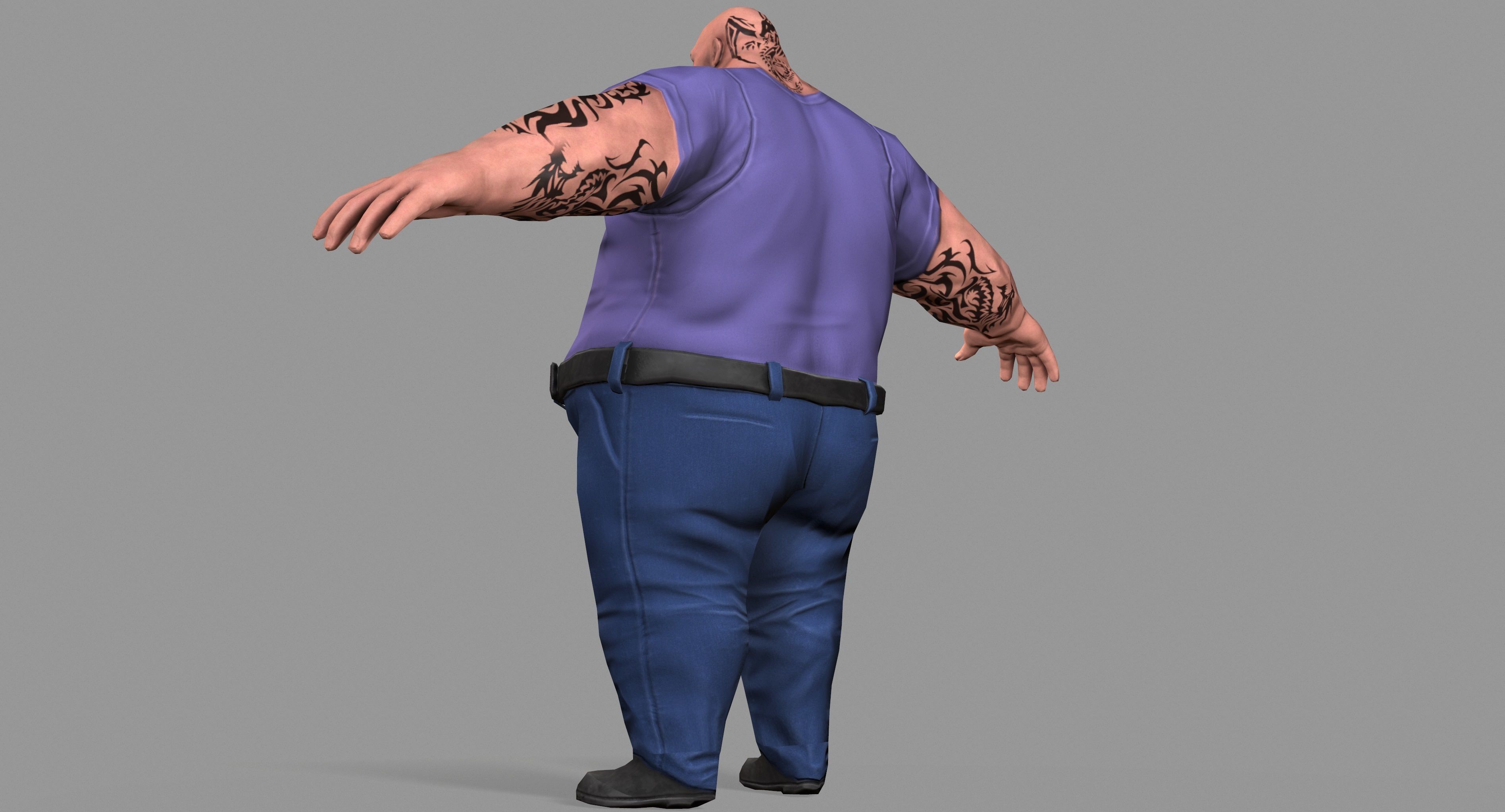 Fat Gangster Low-poly 3D model_23