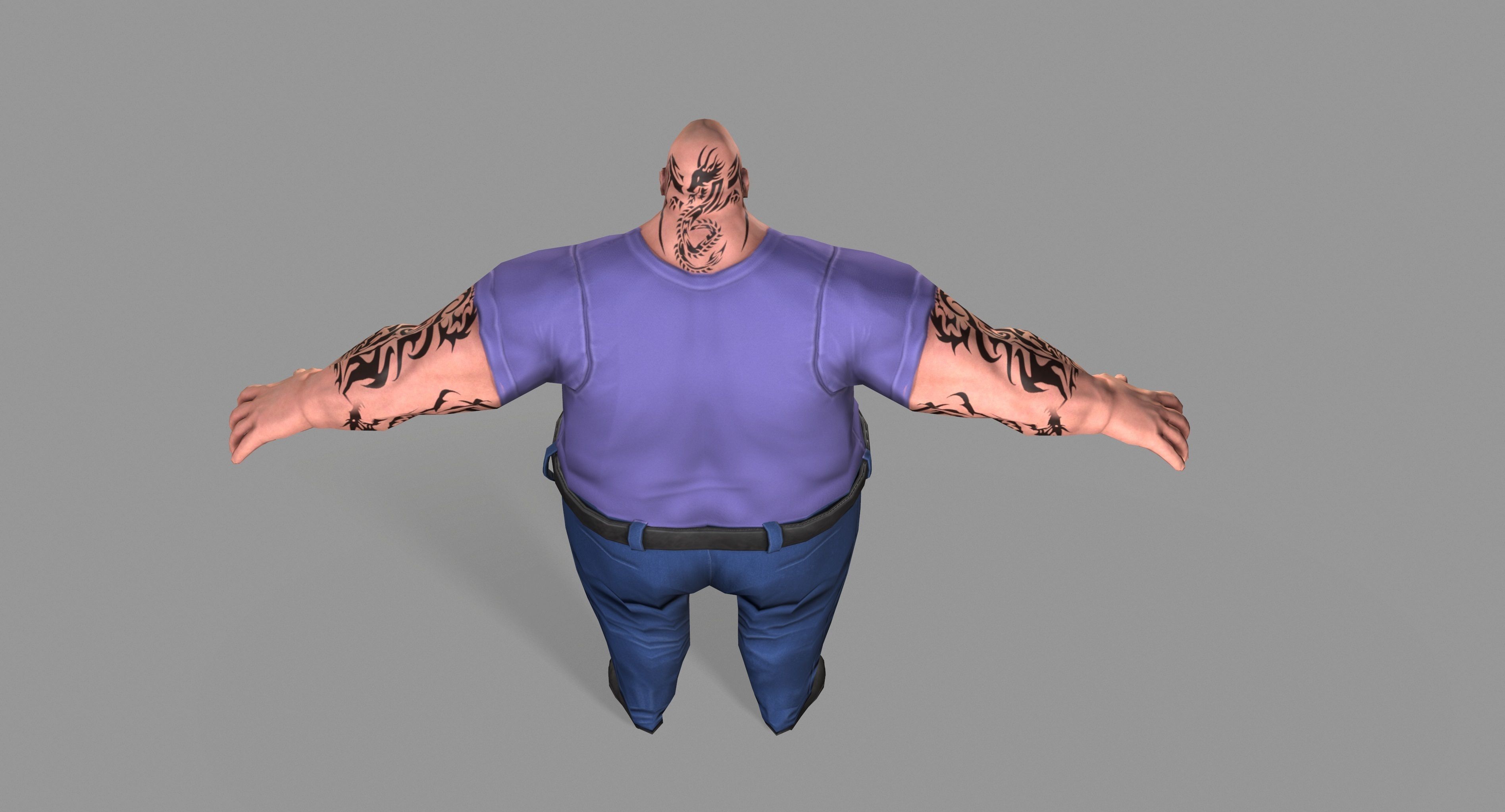 Fat Gangster Low-poly 3D model_13