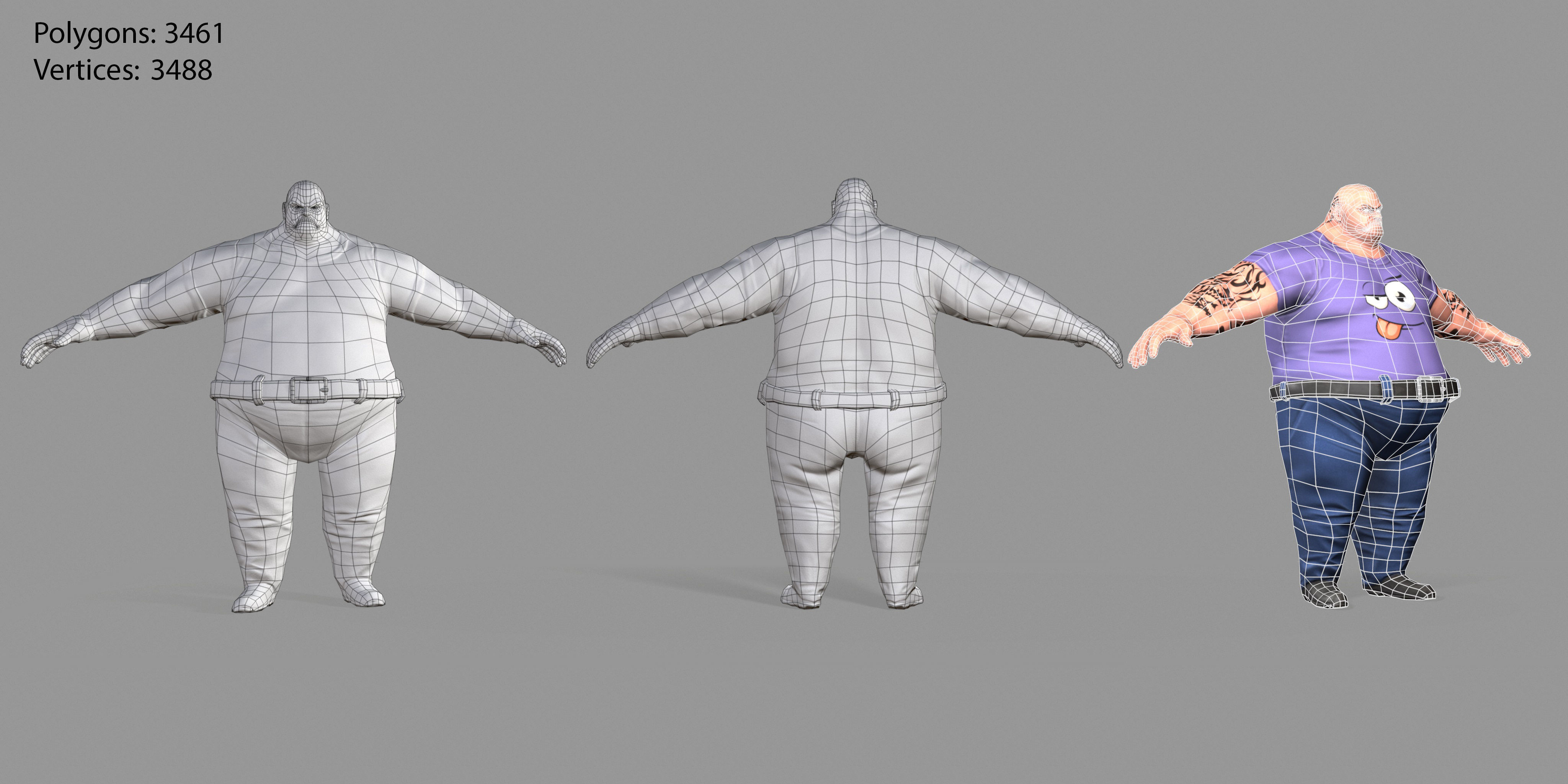 Fat Gangster Low-poly 3D model_30