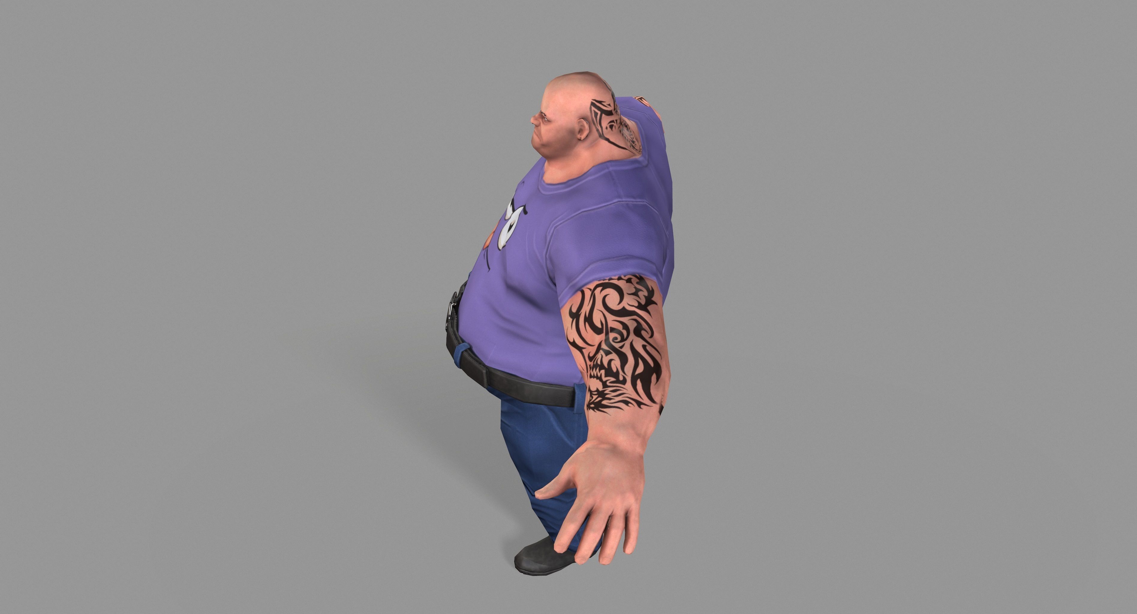 Fat Gangster Low-poly 3D model_15