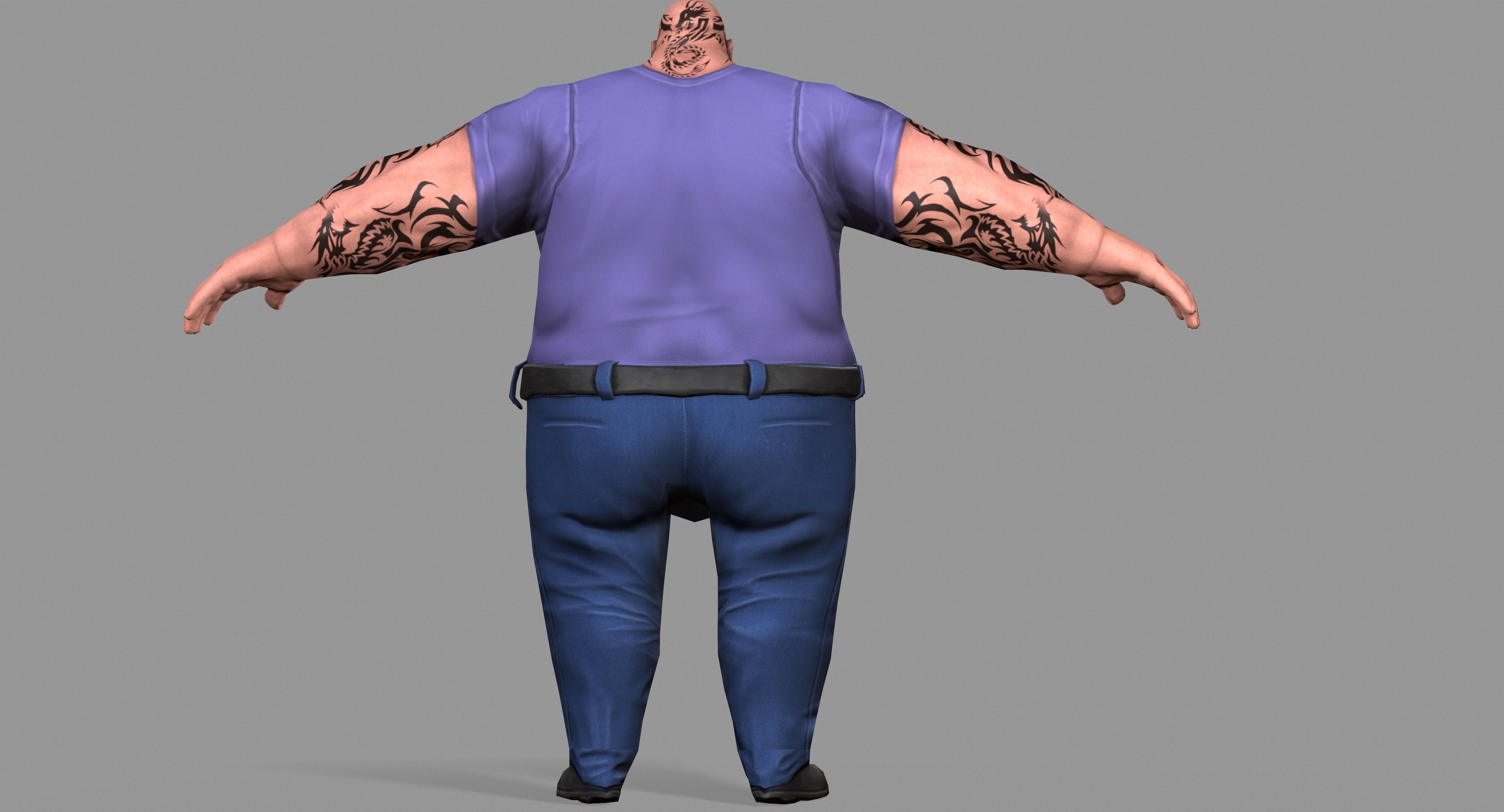 Fat Gangster Low-poly 3D model_22