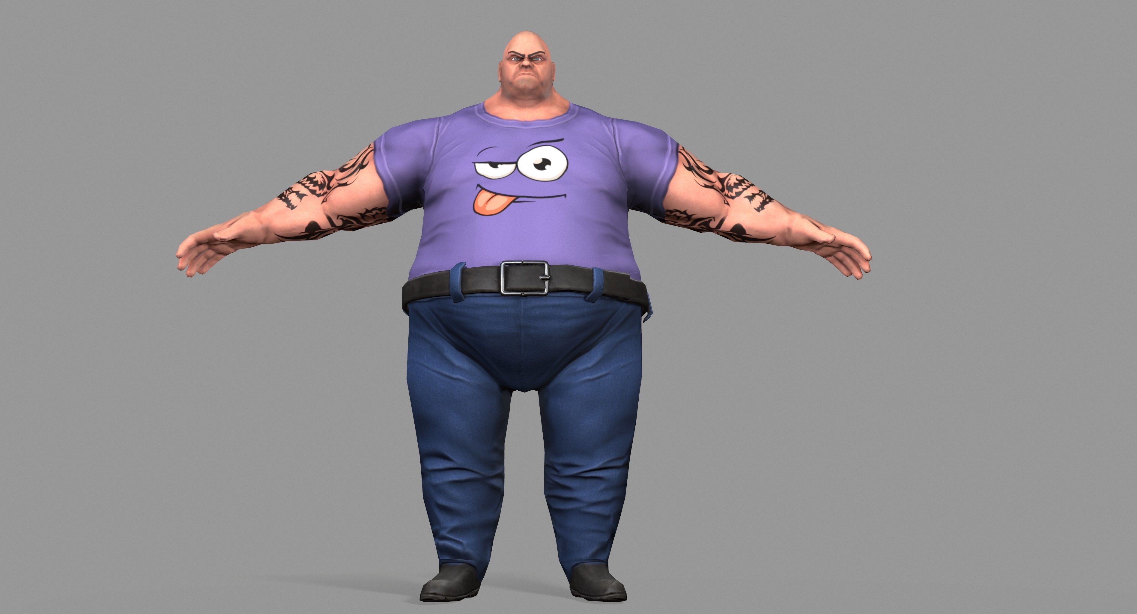 Fat Gangster Low-poly 3D model_17