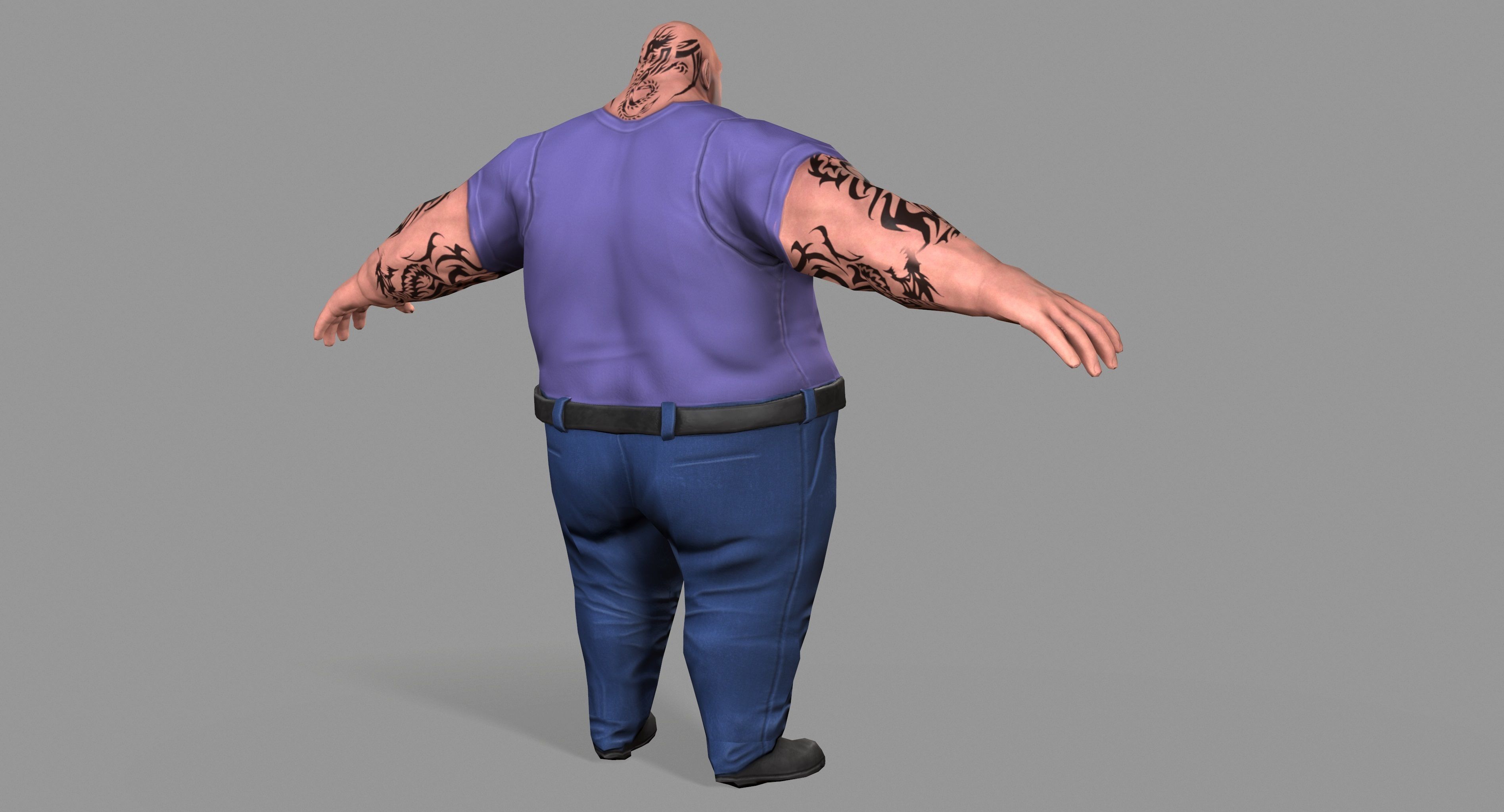 Fat Gangster Low-poly 3D model_4
