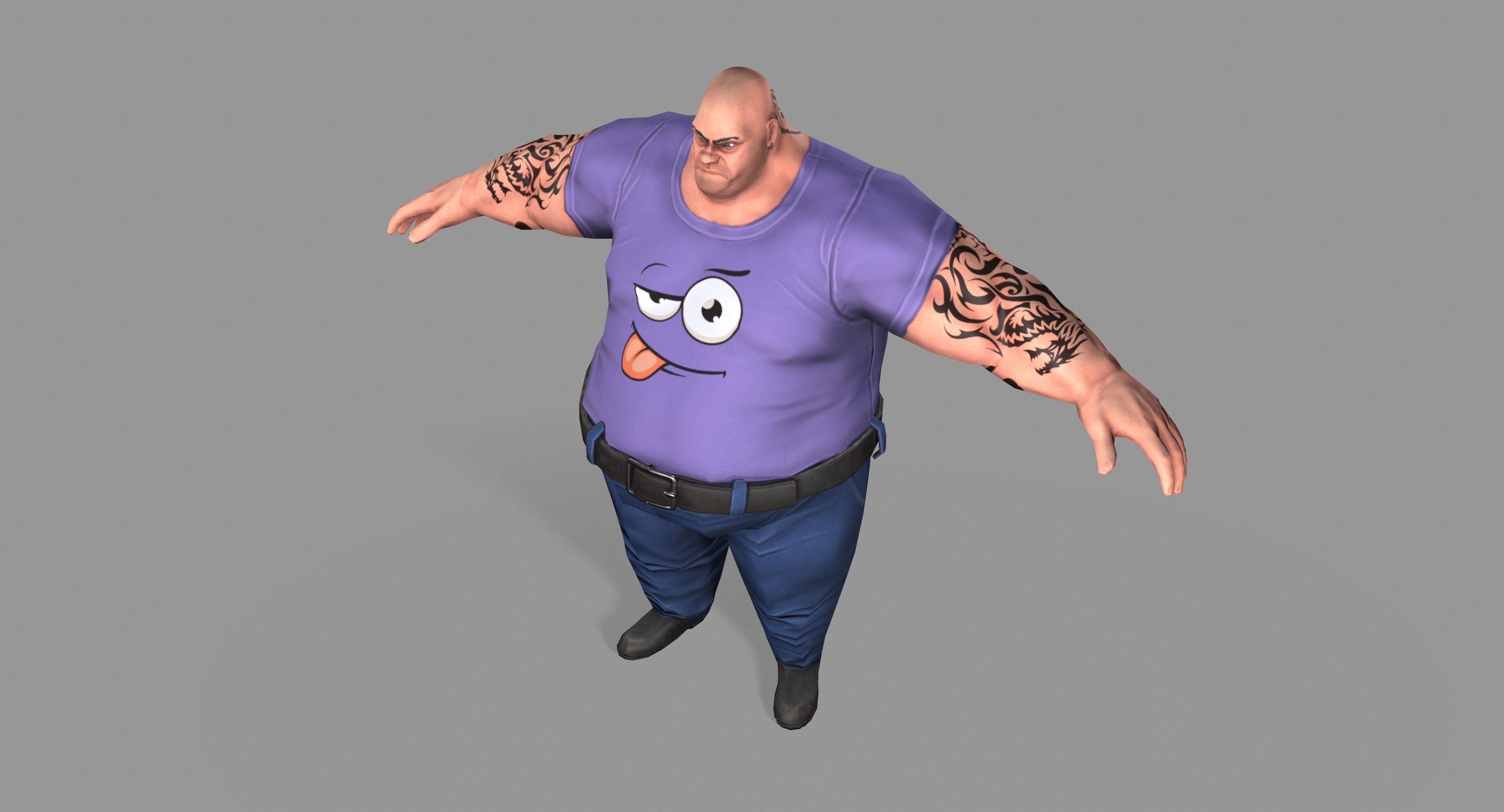 Fat Gangster Low-poly 3D model_16