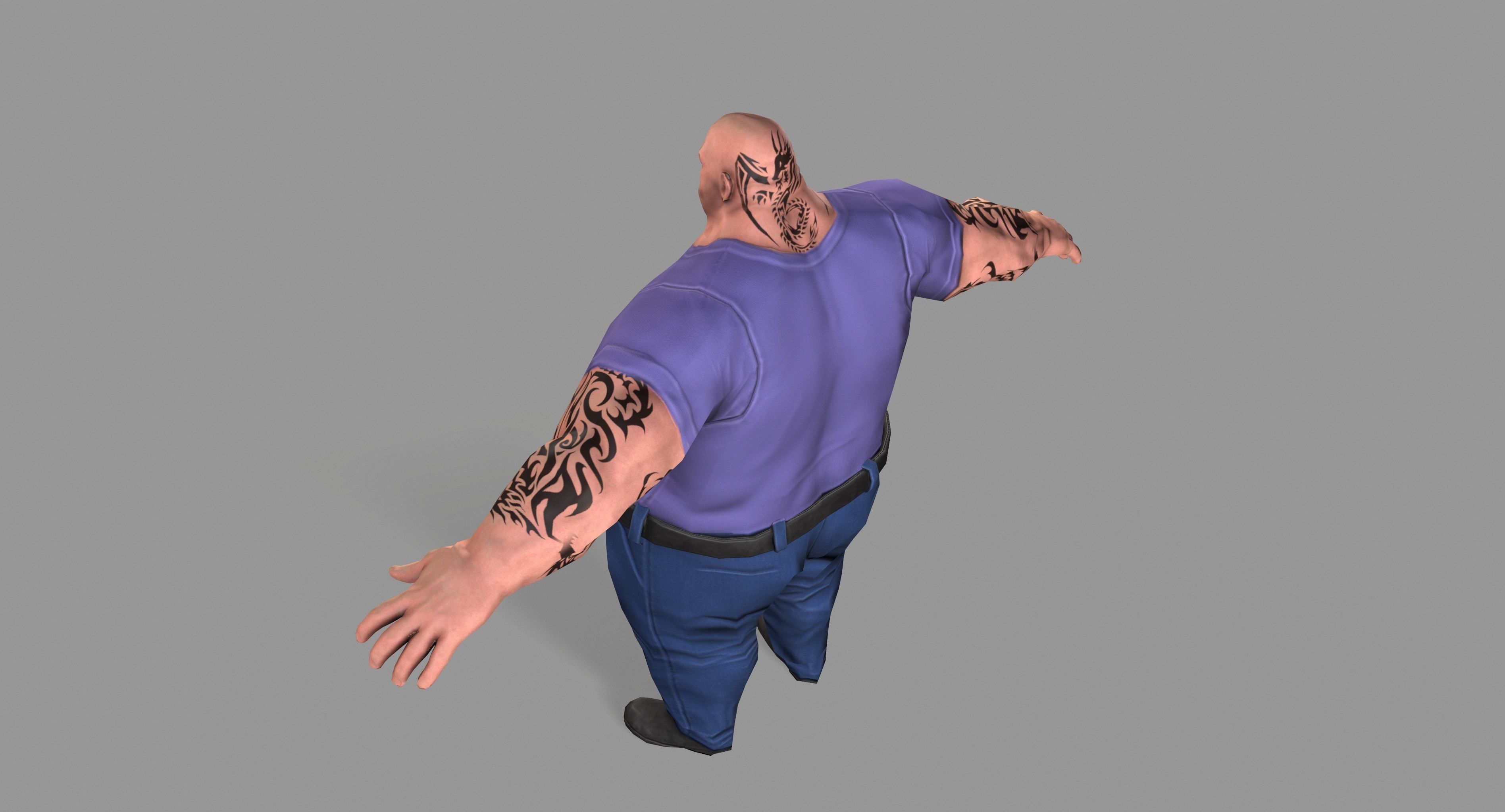 Fat Gangster Low-poly 3D model_14