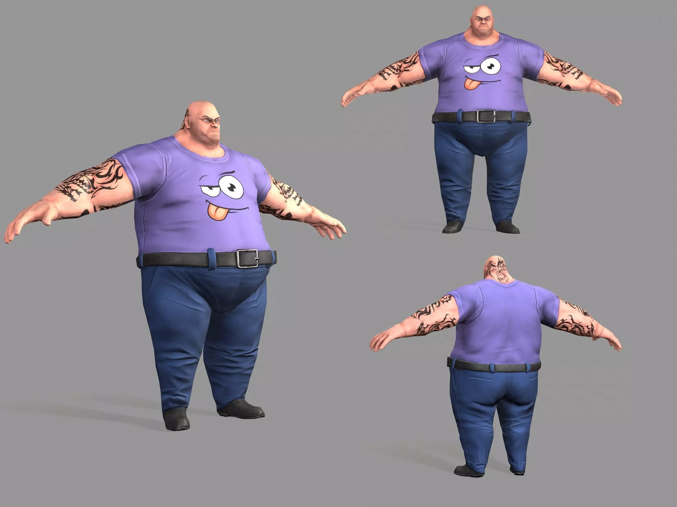 Fat Gangster Low-poly 3D model_0