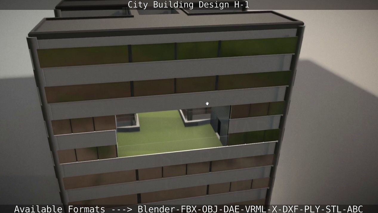 City Building Design H-1 Low-poly 3D model_23