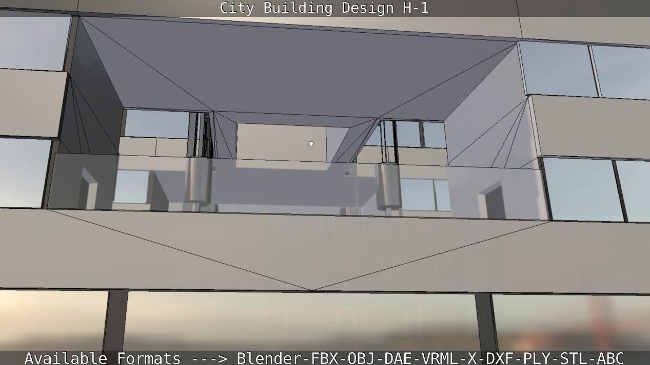 City Building Design H-1 Low-poly 3D model_54