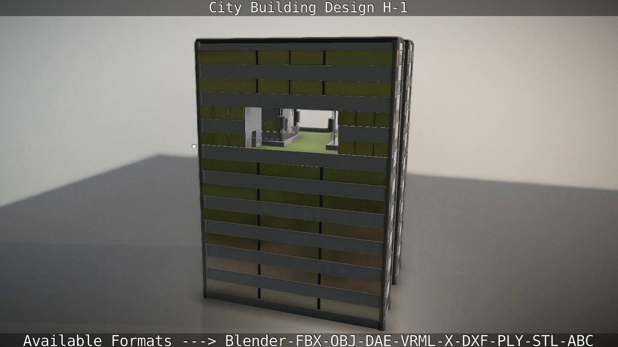 City Building Design H-1 Low-poly 3D model_17