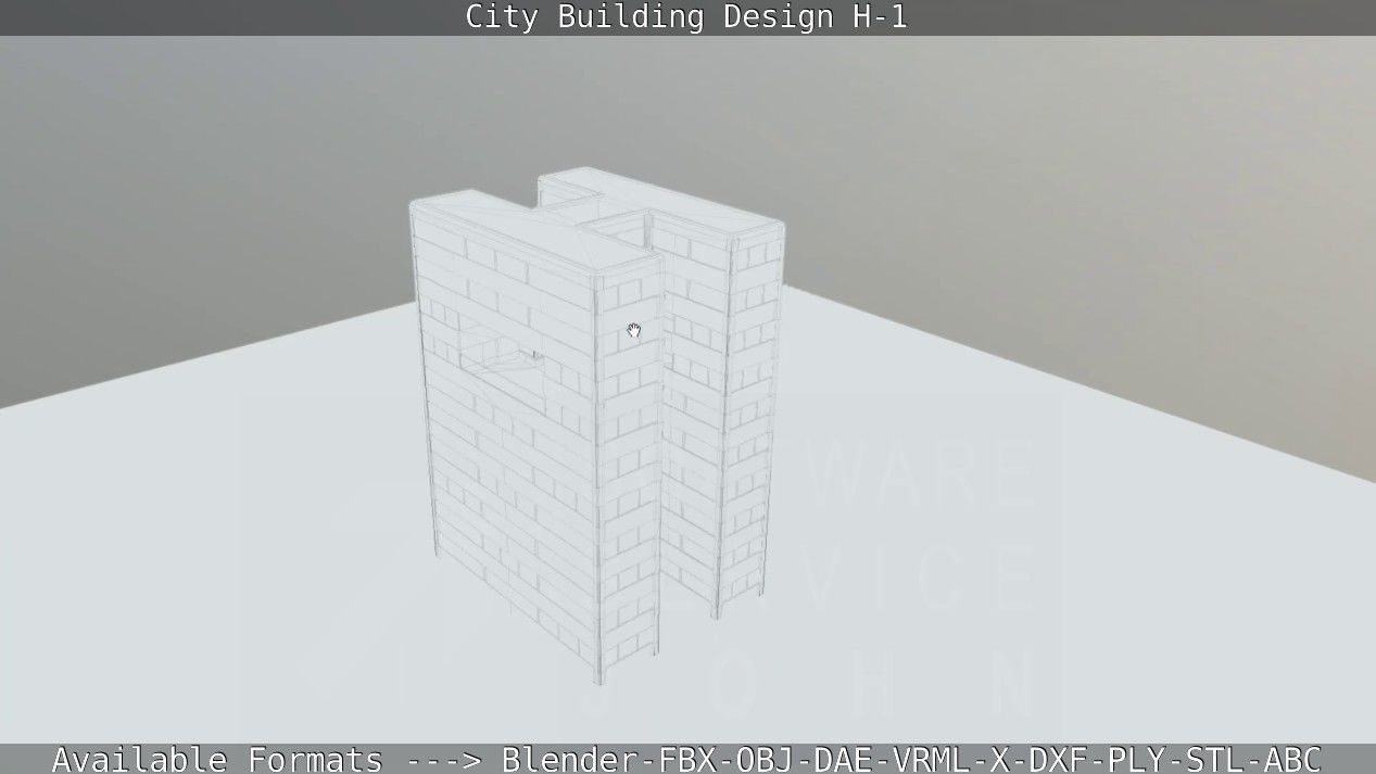 City Building Design H-1 Low-poly 3D model_79