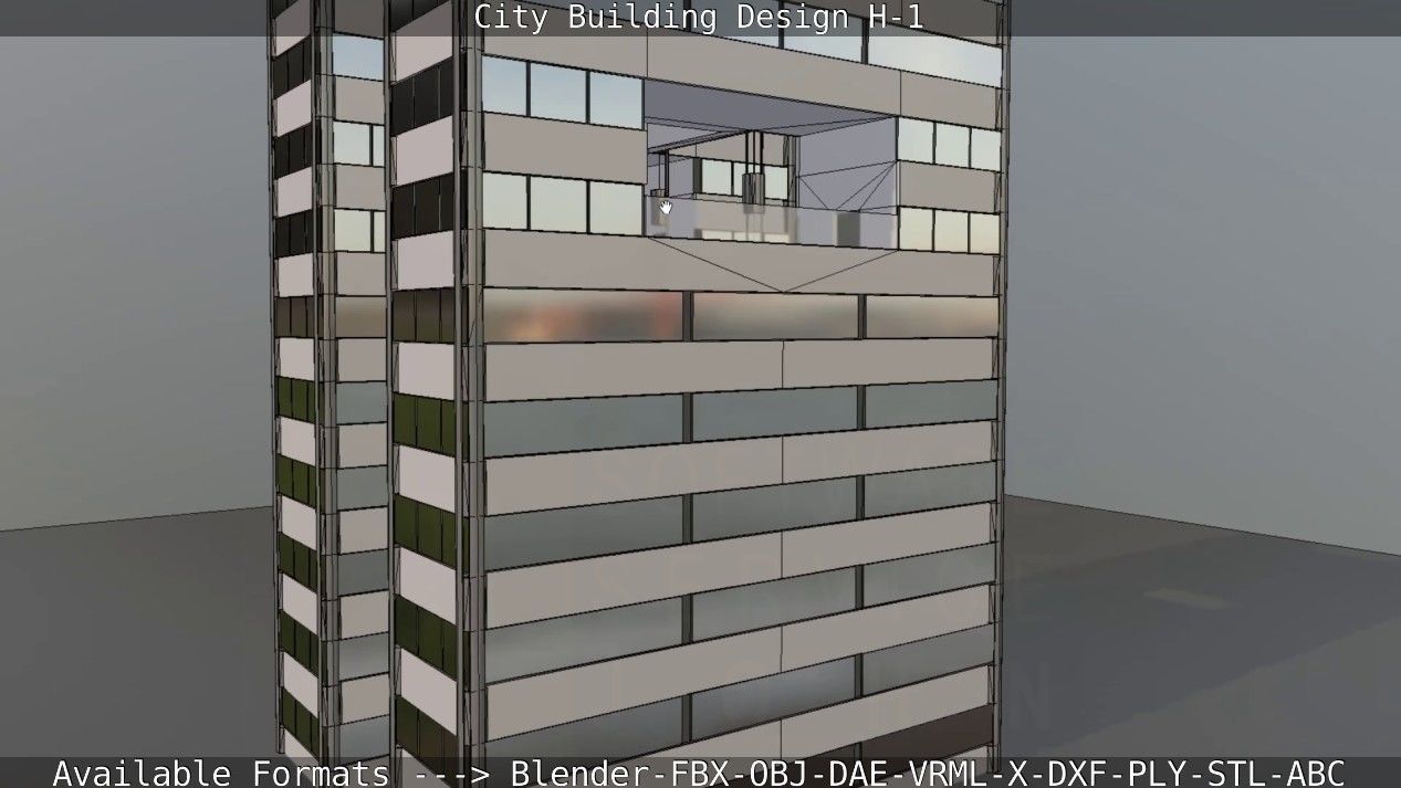 City Building Design H-1 Low-poly 3D model_50