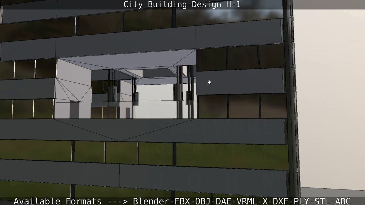 City Building Design H-1 Low-poly 3D model_66