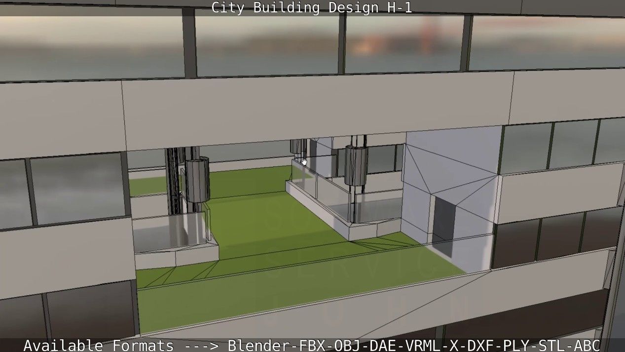 City Building Design H-1 Low-poly 3D model_57