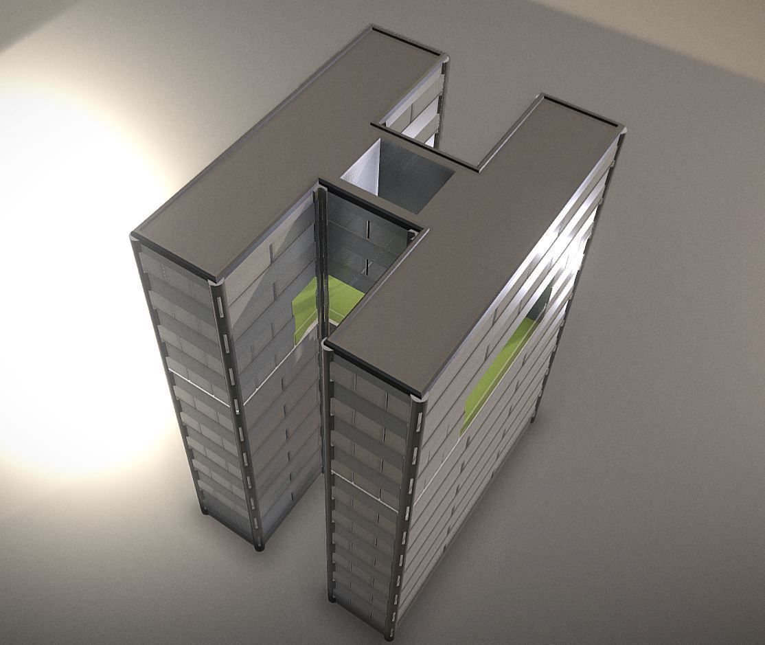 City Building Design H-1 Low-poly 3D model_10