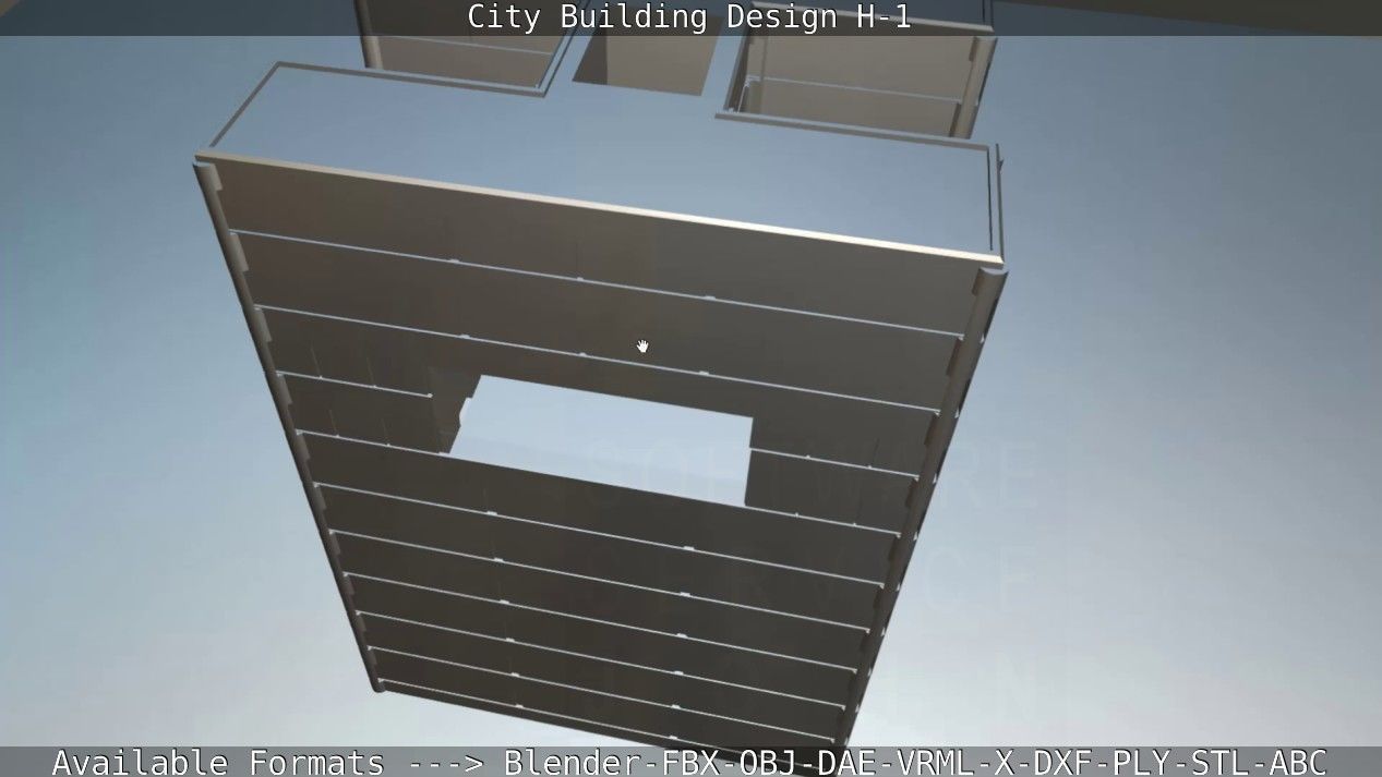 City Building Design H-1 Low-poly 3D model_85