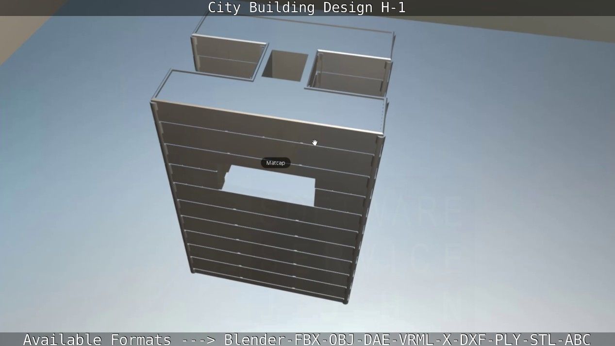 City Building Design H-1 Low-poly 3D model_86