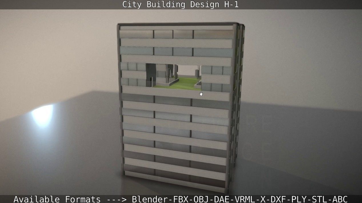 City Building Design H-1 Low-poly 3D model_14