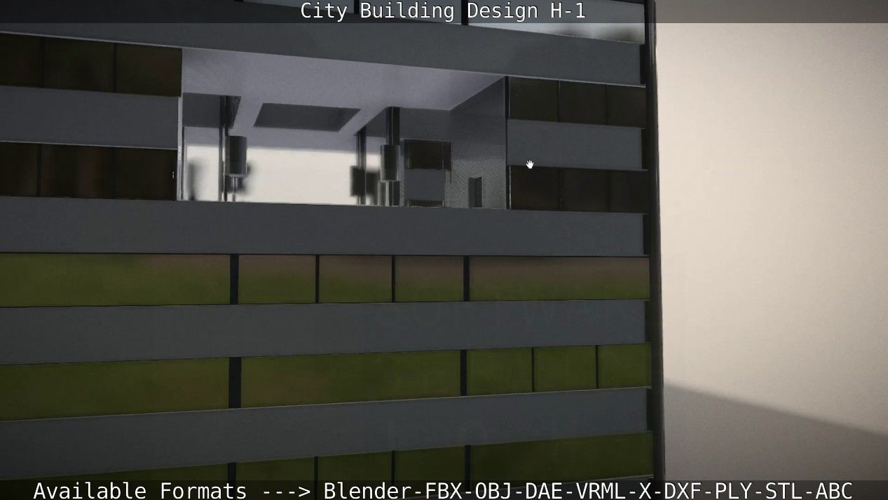 City Building Design H-1 Low-poly 3D model_119