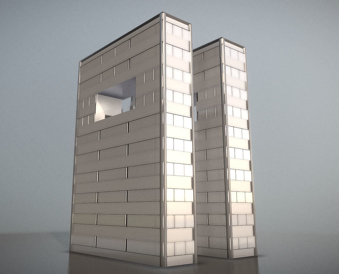 City Building Design H-1 Low-poly 3D model_9