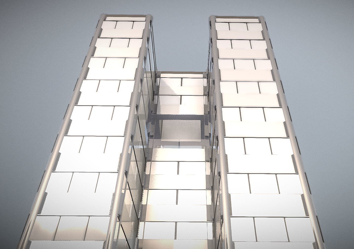 City Building Design H-1 Low-poly 3D model_5