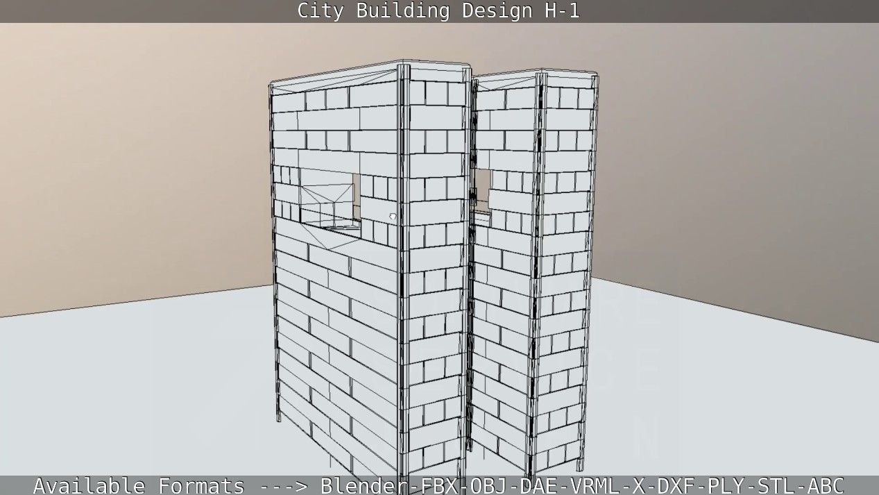City Building Design H-1 Low-poly 3D model_75