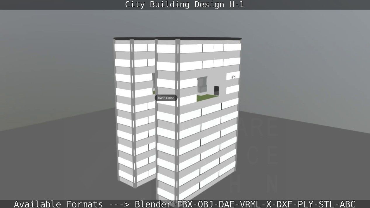 City Building Design H-1 Low-poly 3D model_112
