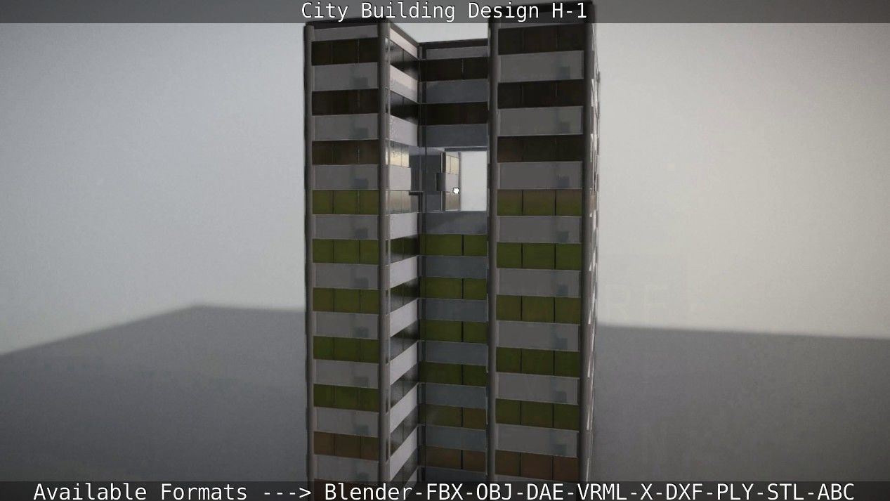 City Building Design H-1 Low-poly 3D model_20