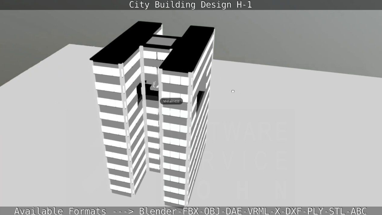 City Building Design H-1 Low-poly 3D model_93