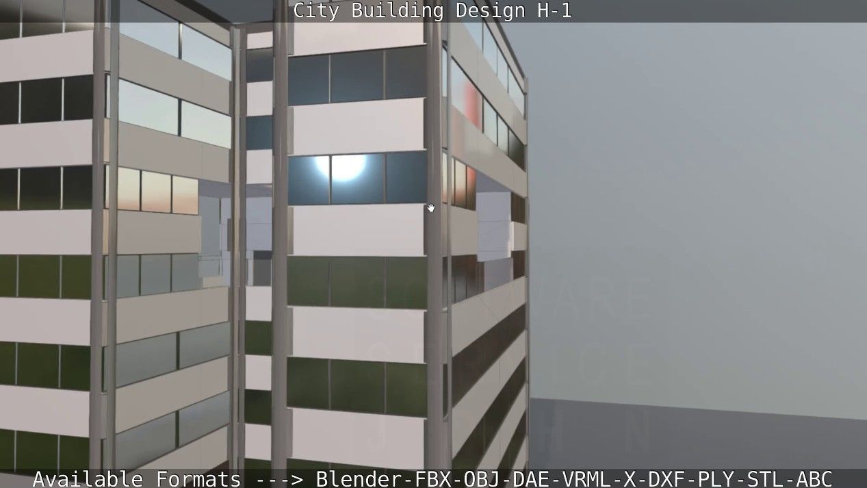 City Building Design H-1 Low-poly 3D model_68