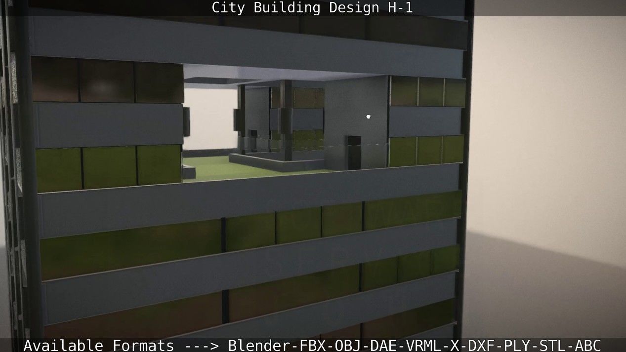 City Building Design H-1 Low-poly 3D model_122