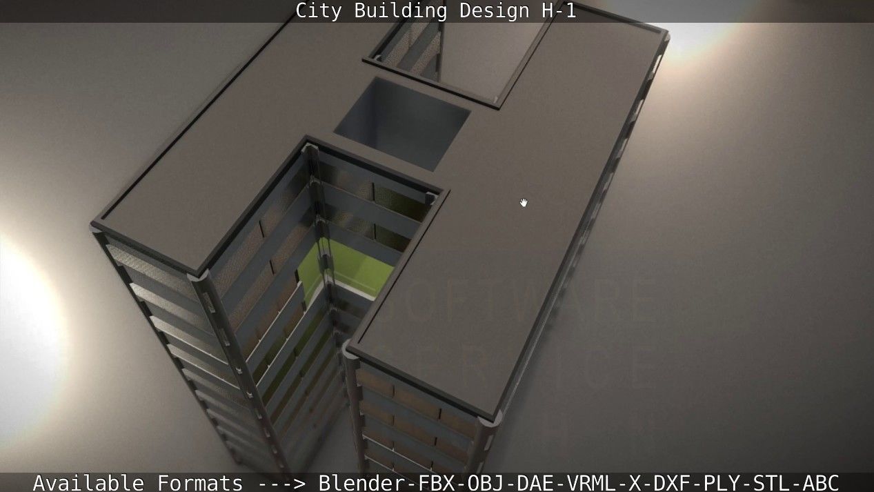 City Building Design H-1 Low-poly 3D model_39