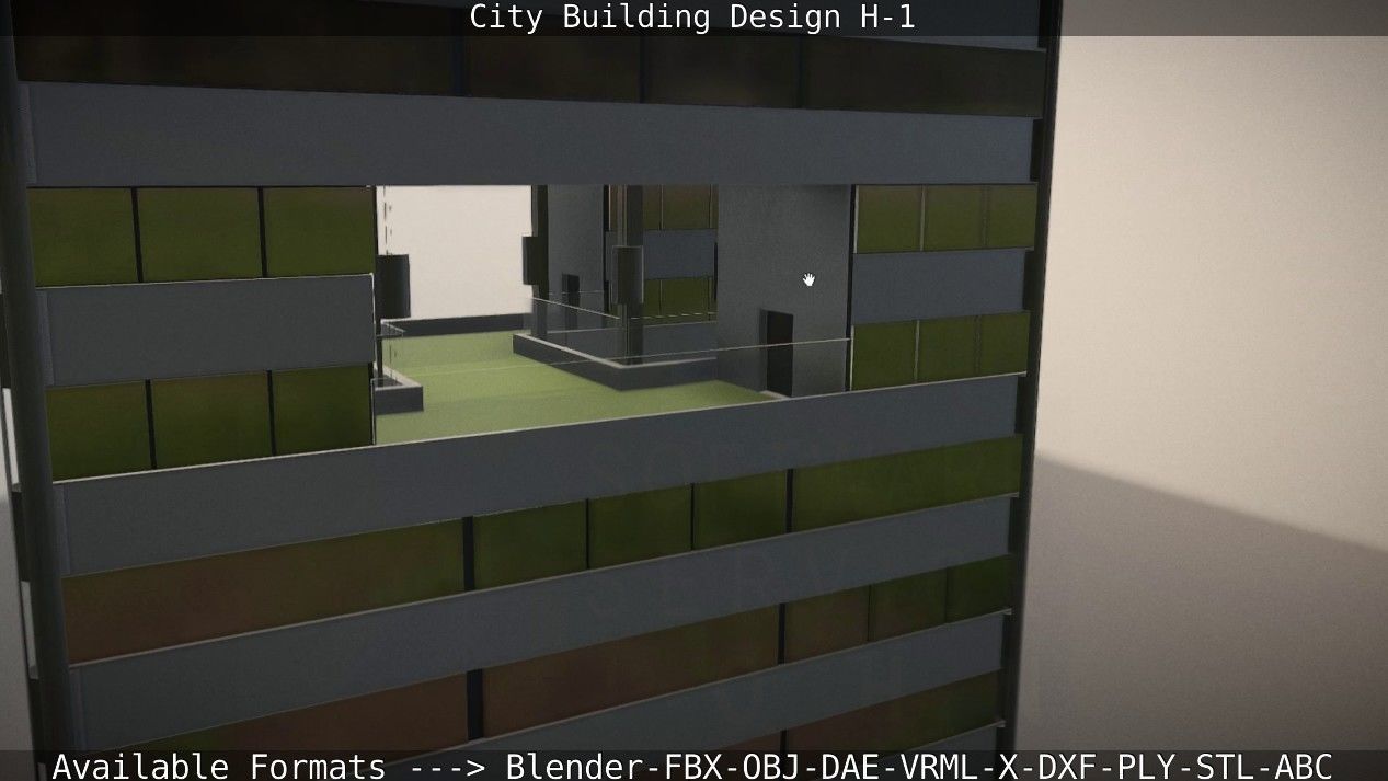 City Building Design H-1 Low-poly 3D model_121