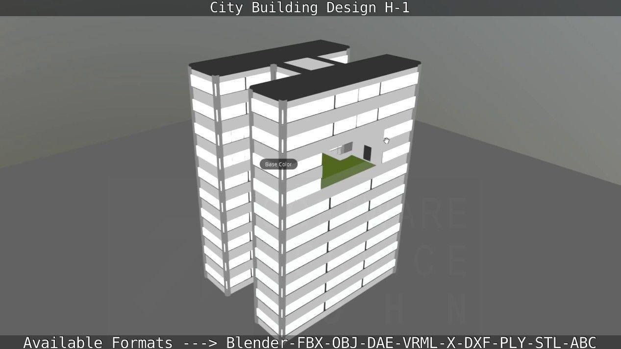 City Building Design H-1 Low-poly 3D model_111