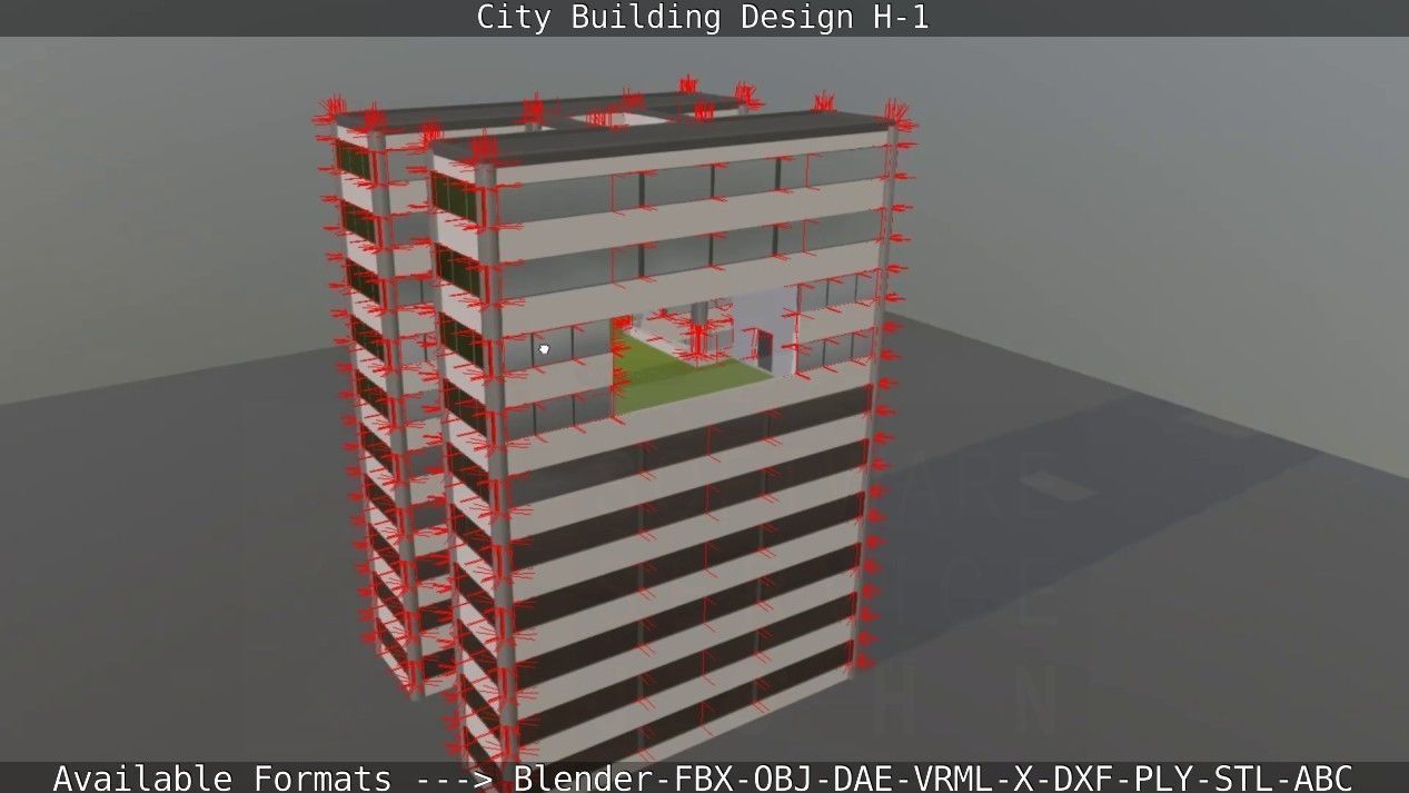 City Building Design H-1 Low-poly 3D model_82