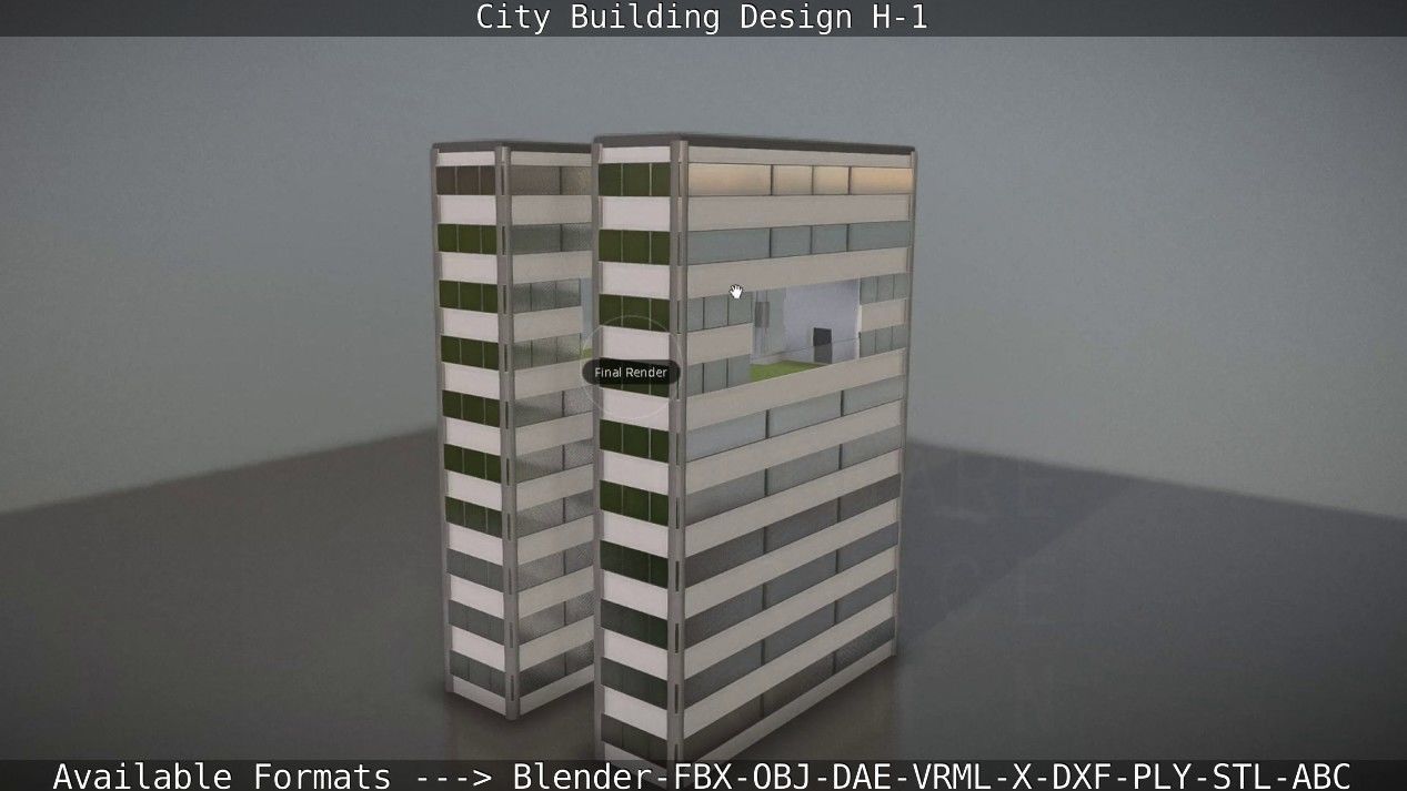 City Building Design H-1 Low-poly 3D model_114