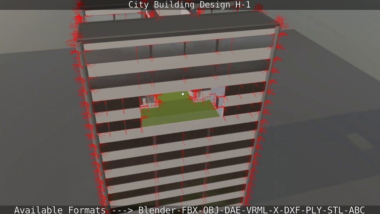 City Building Design H-1 Low-poly 3D model_84