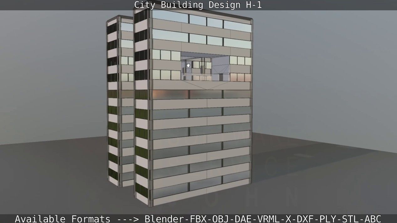City Building Design H-1 Low-poly 3D model_49