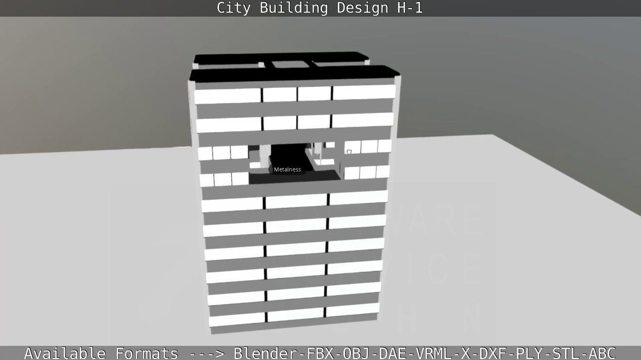 City Building Design H-1 Low-poly 3D model_92