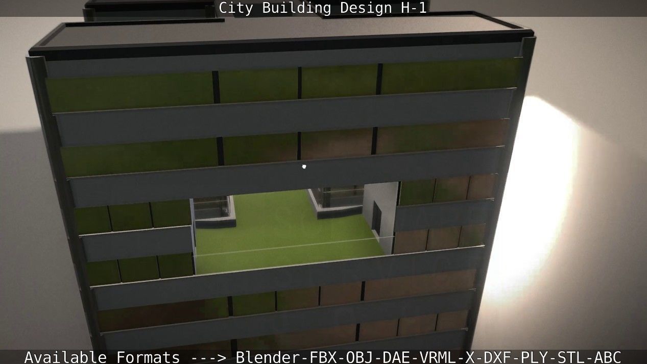 City Building Design H-1 Low-poly 3D model_24