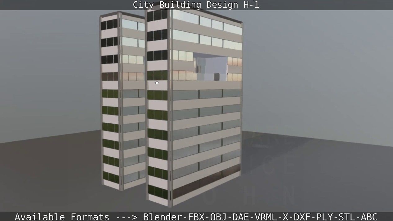 City Building Design H-1 Low-poly 3D model_47
